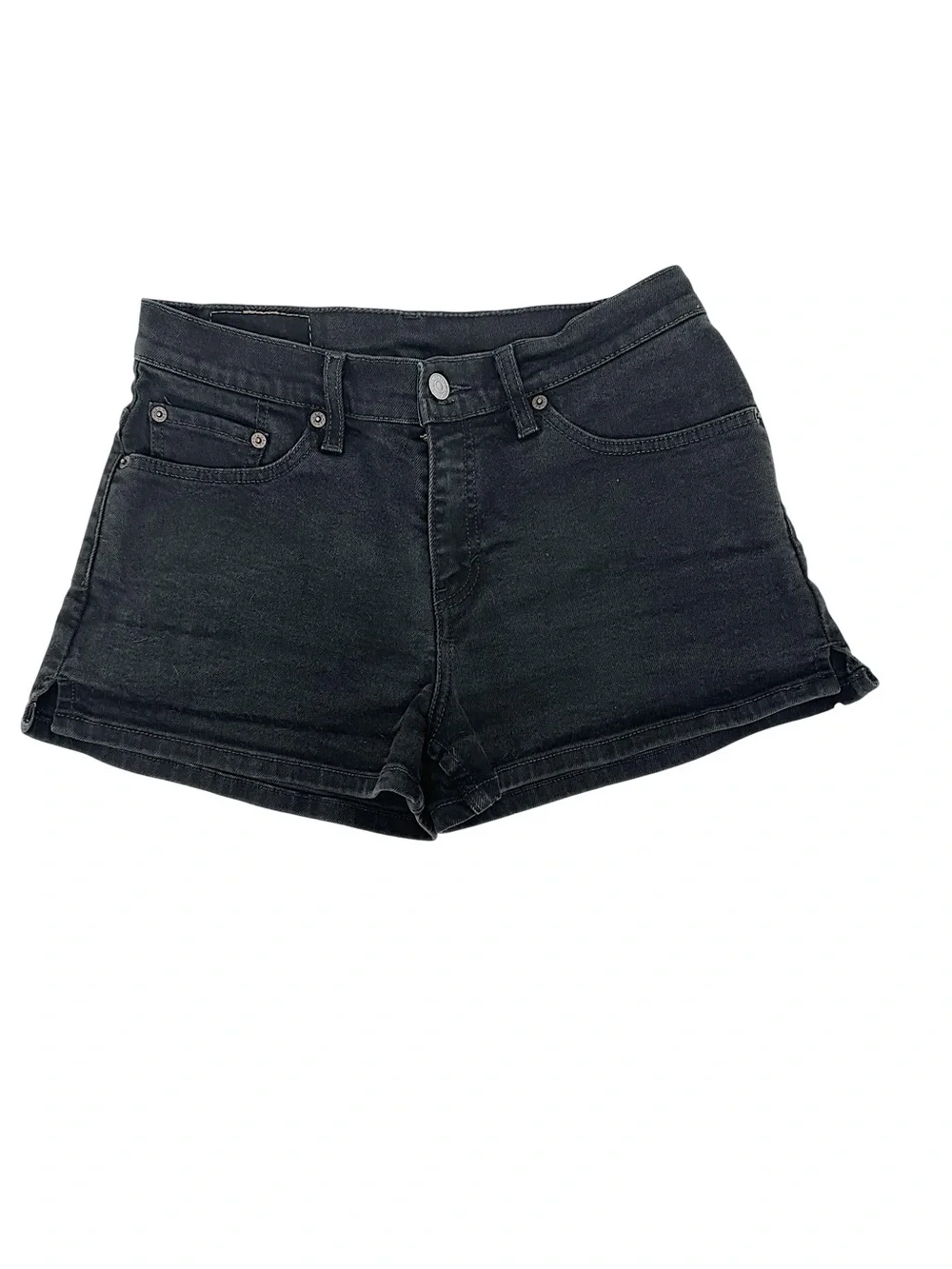 Vtg 90s Levis 933 Midrise Black Denim Shorts 7 JR (see size disclaimer below).